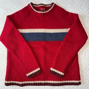 Le 31 by Simons Red 100% Pure New Wool Shetland Wool Crewneck Sweater size large